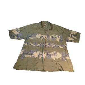 Vintage Tommy Bahama Button Up Shirt Men Sz L Floral Silk‎ Island Travel Casual
